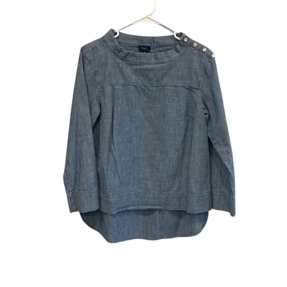 J Crew Womens Denim Chambray Top Size 4 Preppy Classic Summer Shirt‎ Office Work